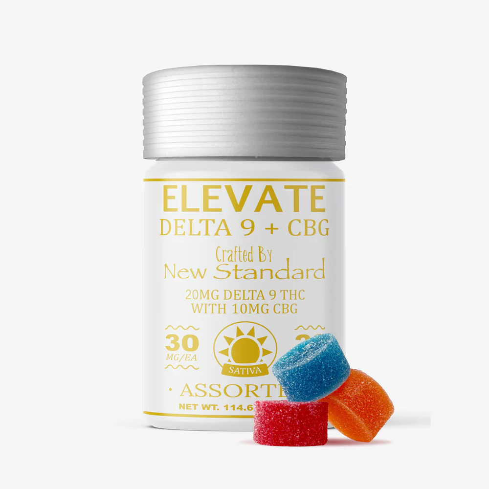 new-standard-D9-CBG-elevate-20ct-30mg-assorted_07a176e1-f647-480b-b425-42e096d5be95 Delta 9 THC Gummies