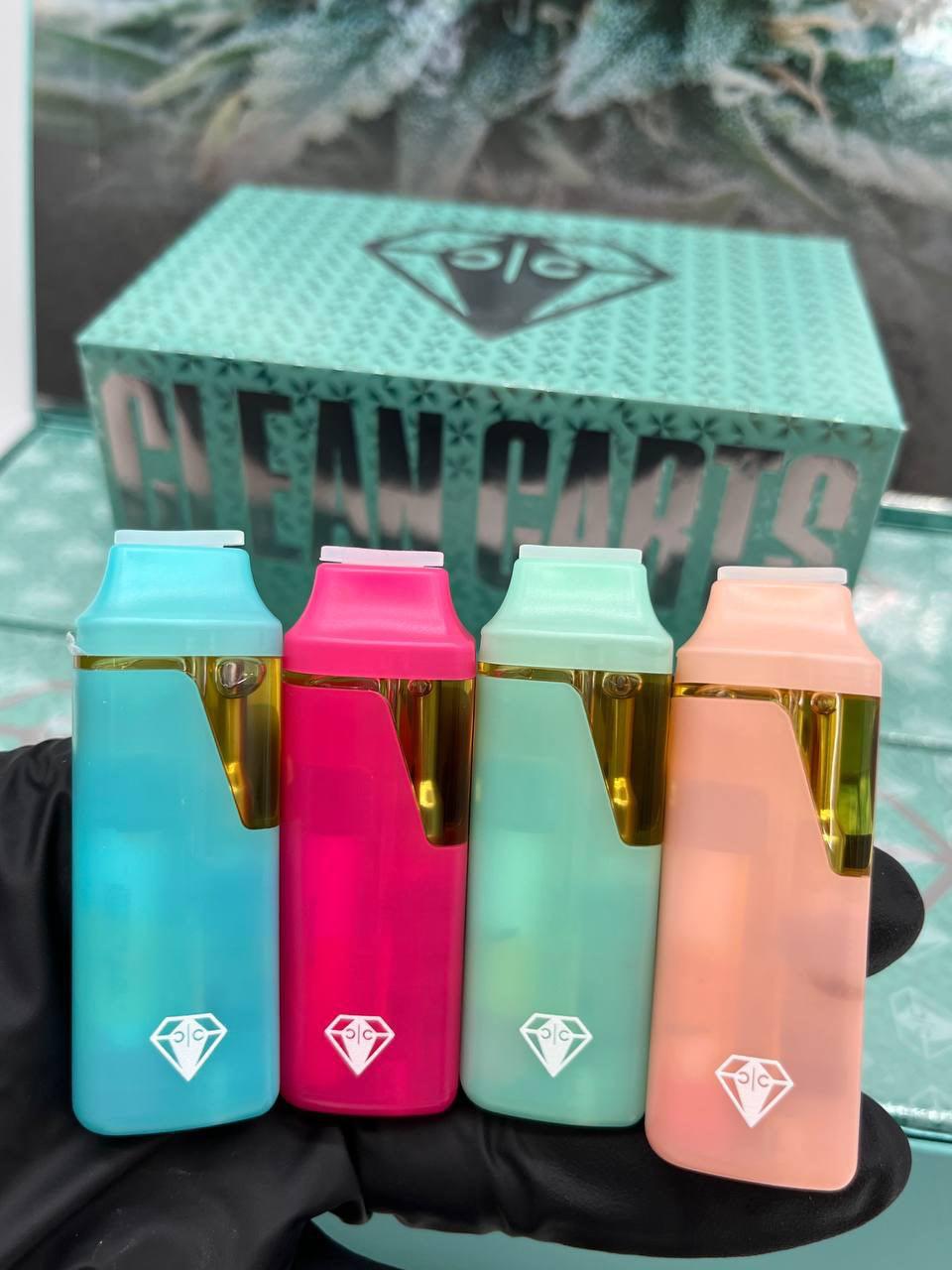Clean-Carts-disposable-vape-devices-–-assorted-colors-high-potency-liquid-diamonds-design